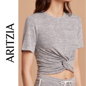 Aritzia Wilfred Free Grey Subah Knotted T-Shirt, Size XS